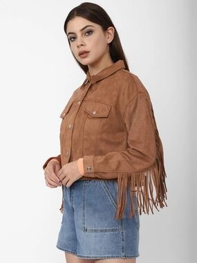 EUC Forever 21 Suede Fringe Jacket | Western Boho Statement Jacket